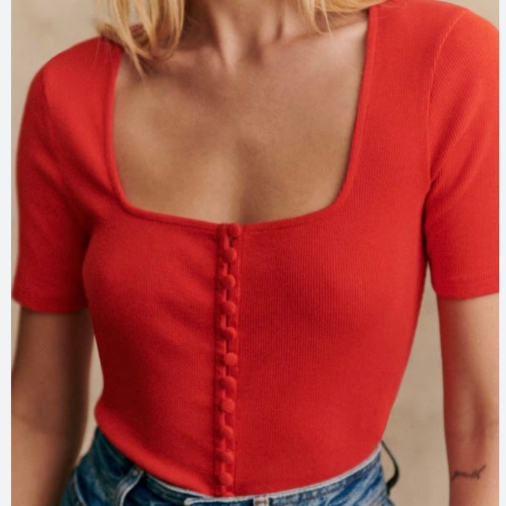 Sezane Grant T-shirt Red - Size S